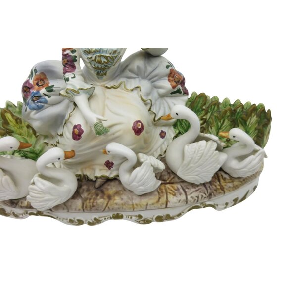 CAPODIMONTE Beautiful LADY with Swans Large Figurine Made in Italy 20" Vintage - Picture 10 of 10